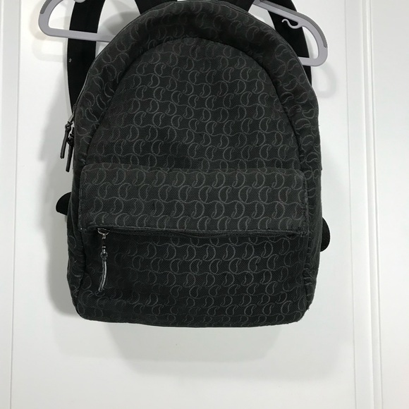 Christian Louboutin Handbags - Christian Louboutin Zip N Flap Black Monogram Logo Jacquard Backpack EUC